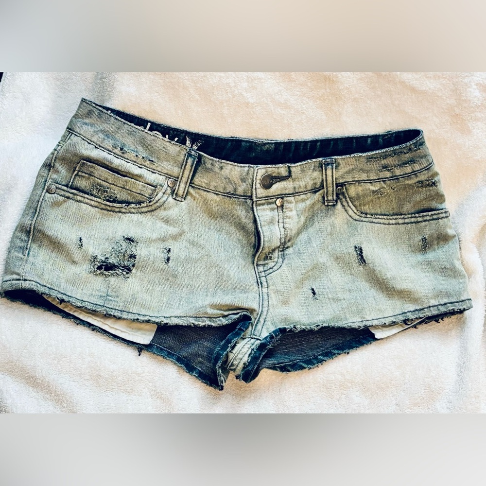 Hurley Button Fly Disressed Denim Shorts